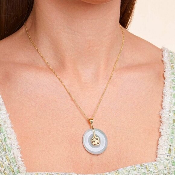 Dynasty Jade ✦ Dragon Circle Pendant ✦ 18k Gold Over Sterling w/ Nephrite Jade - Picture 3 of 17